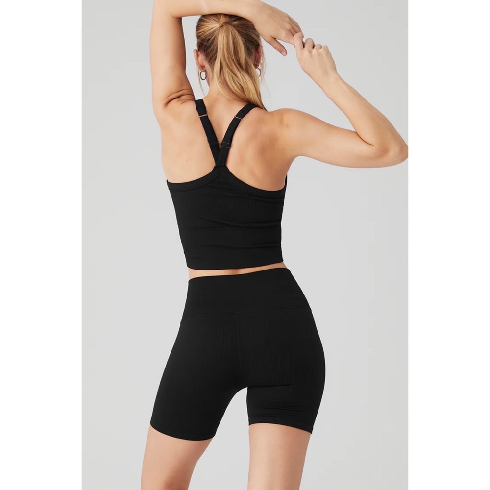 Alo Yoga Seamless Ribbed Favorite Bra Tank Black L - Picture 5 of 14